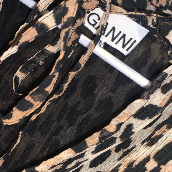 COPY - GANNI Animal Print Georgette Dress. Sz L - Picture 6 of 8